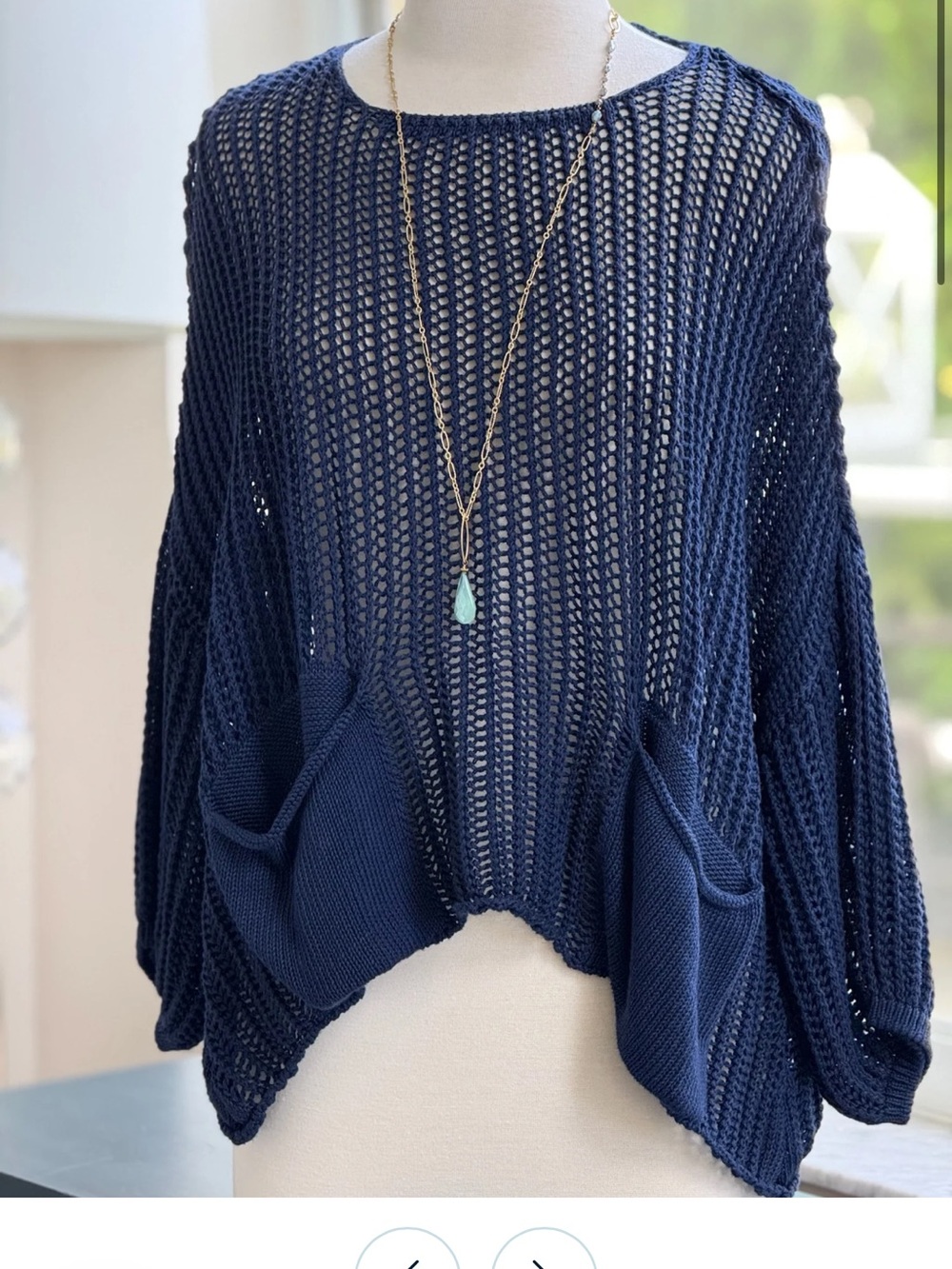 Tempo Paris Crochet Knit Navy